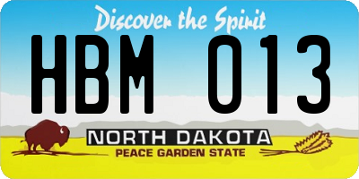 ND license plate HBM013
