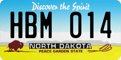 ND license plate HBM014