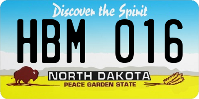 ND license plate HBM016