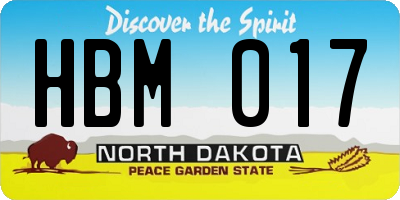 ND license plate HBM017