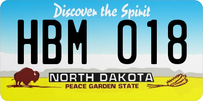 ND license plate HBM018