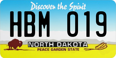 ND license plate HBM019