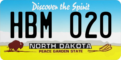 ND license plate HBM020
