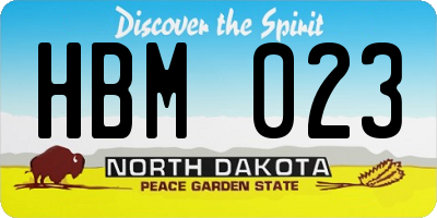 ND license plate HBM023