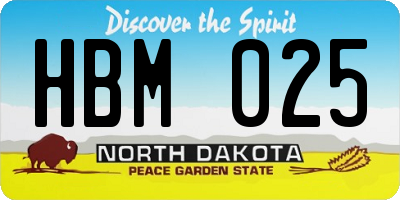 ND license plate HBM025