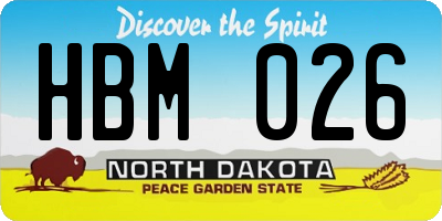 ND license plate HBM026