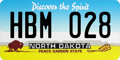 ND license plate HBM028