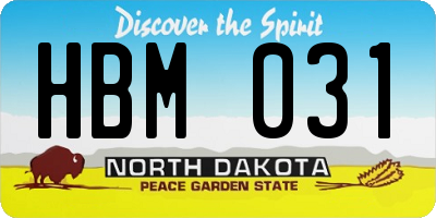 ND license plate HBM031