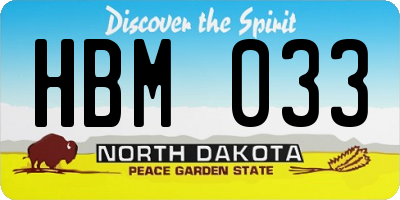 ND license plate HBM033