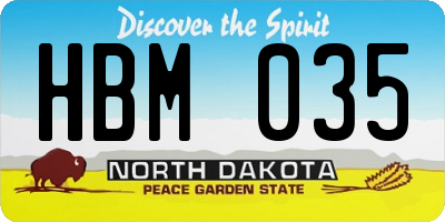 ND license plate HBM035