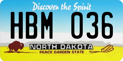 ND license plate HBM036