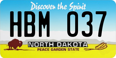 ND license plate HBM037