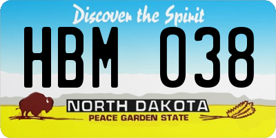 ND license plate HBM038