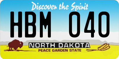 ND license plate HBM040