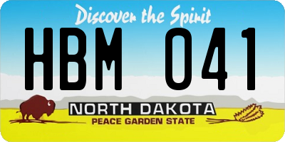 ND license plate HBM041