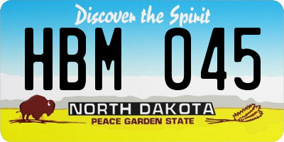 ND license plate HBM045