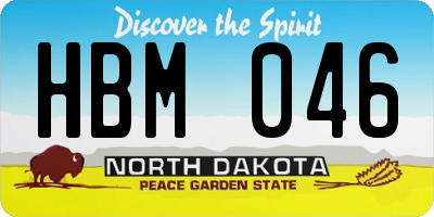 ND license plate HBM046