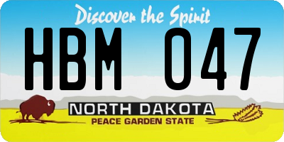 ND license plate HBM047