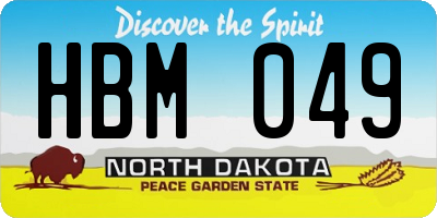 ND license plate HBM049