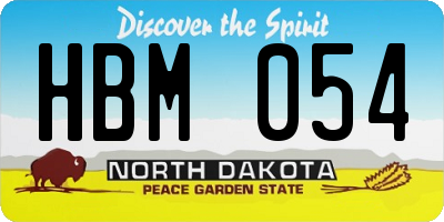 ND license plate HBM054