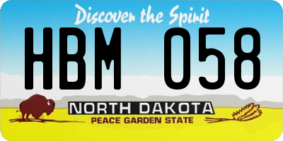 ND license plate HBM058