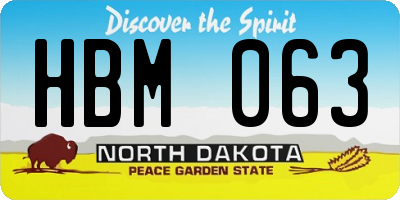 ND license plate HBM063