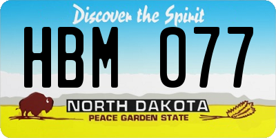 ND license plate HBM077