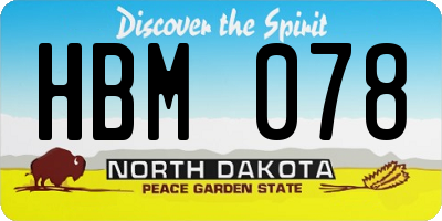 ND license plate HBM078