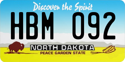 ND license plate HBM092