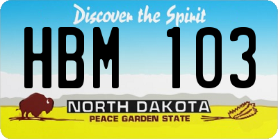 ND license plate HBM103