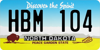 ND license plate HBM104