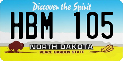 ND license plate HBM105