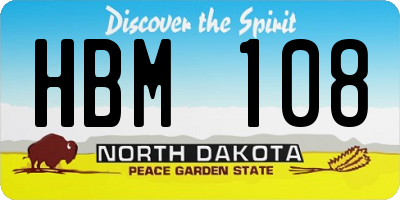 ND license plate HBM108