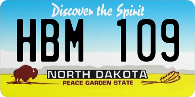 ND license plate HBM109
