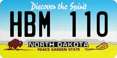 ND license plate HBM110