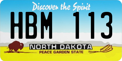 ND license plate HBM113