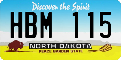 ND license plate HBM115