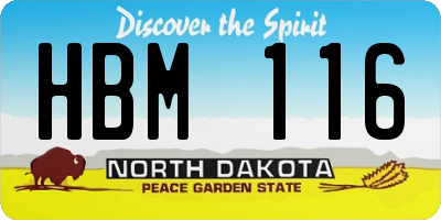 ND license plate HBM116