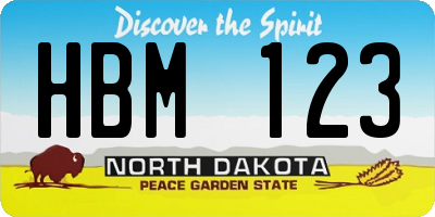 ND license plate HBM123