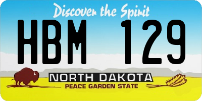 ND license plate HBM129