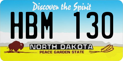 ND license plate HBM130