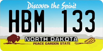 ND license plate HBM133