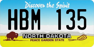 ND license plate HBM135