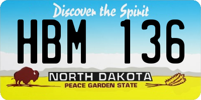 ND license plate HBM136