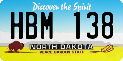 ND license plate HBM138