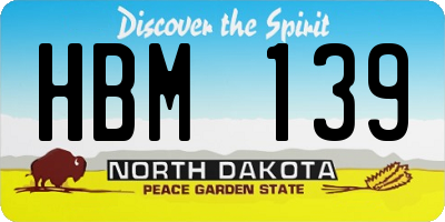 ND license plate HBM139