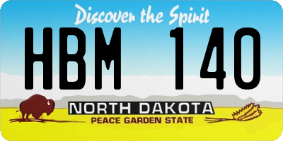 ND license plate HBM140