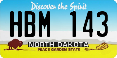 ND license plate HBM143