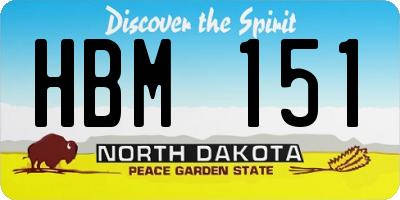 ND license plate HBM151