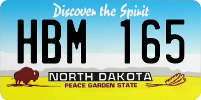 ND license plate HBM165